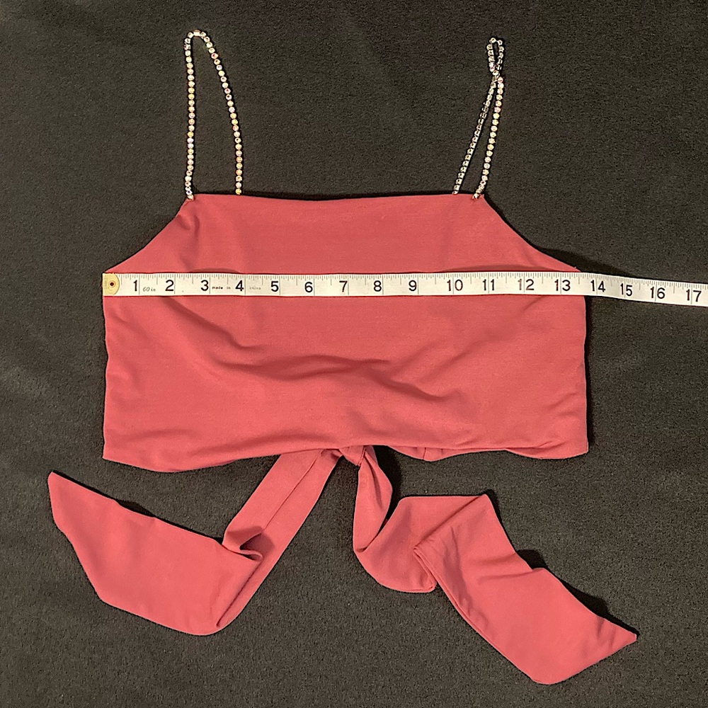 Forever 21 Pink Rhinestone Straps Crop Top Size Small - Picture 6 of 8